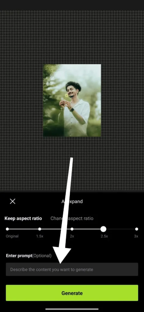 hypic ai expand: paste your text prompt in the box